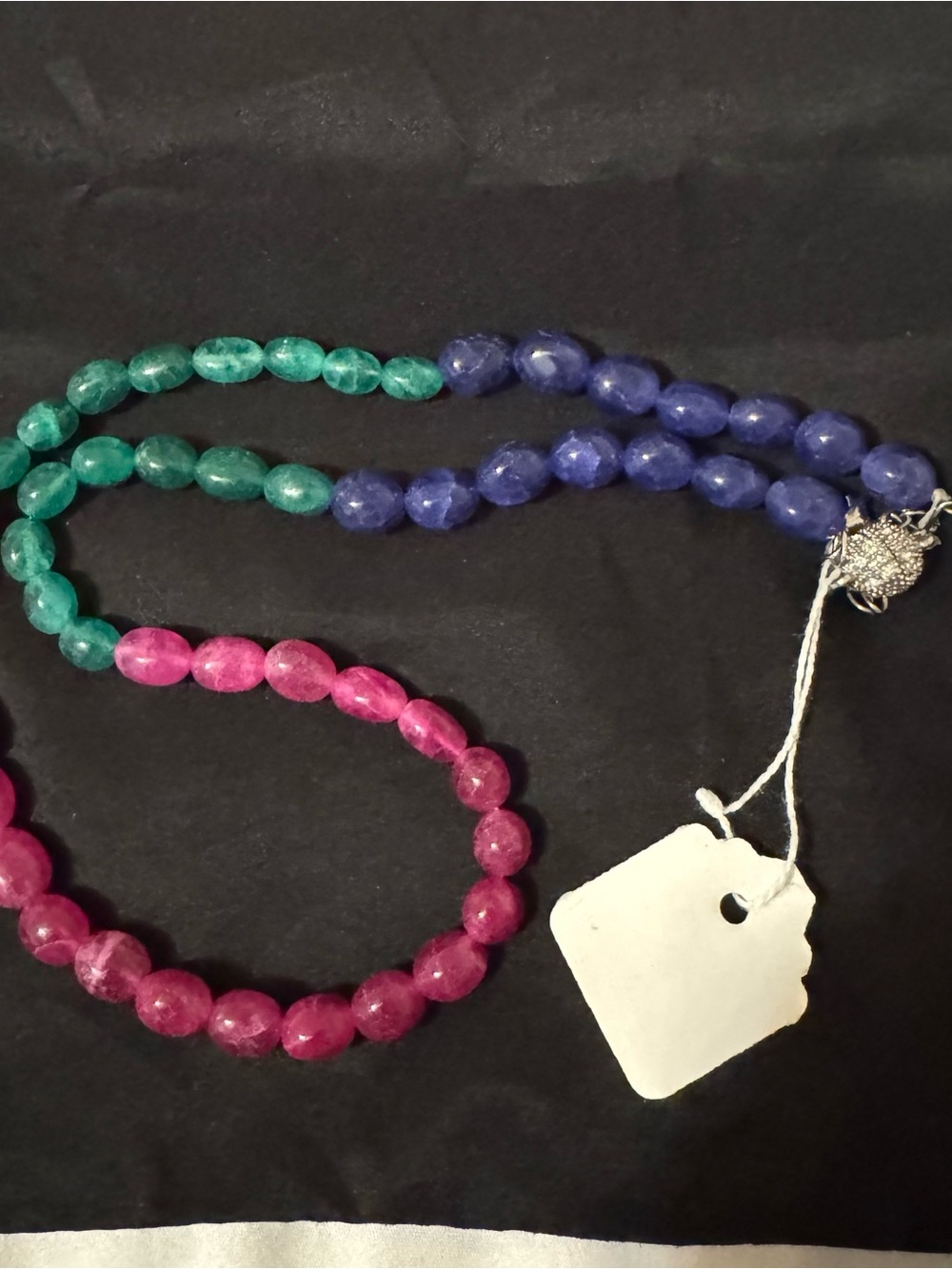 Ruby, Jade, Sapphire  genuine Gemstone Necklace .